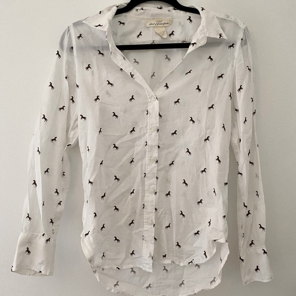 H&M horse print button down blouse